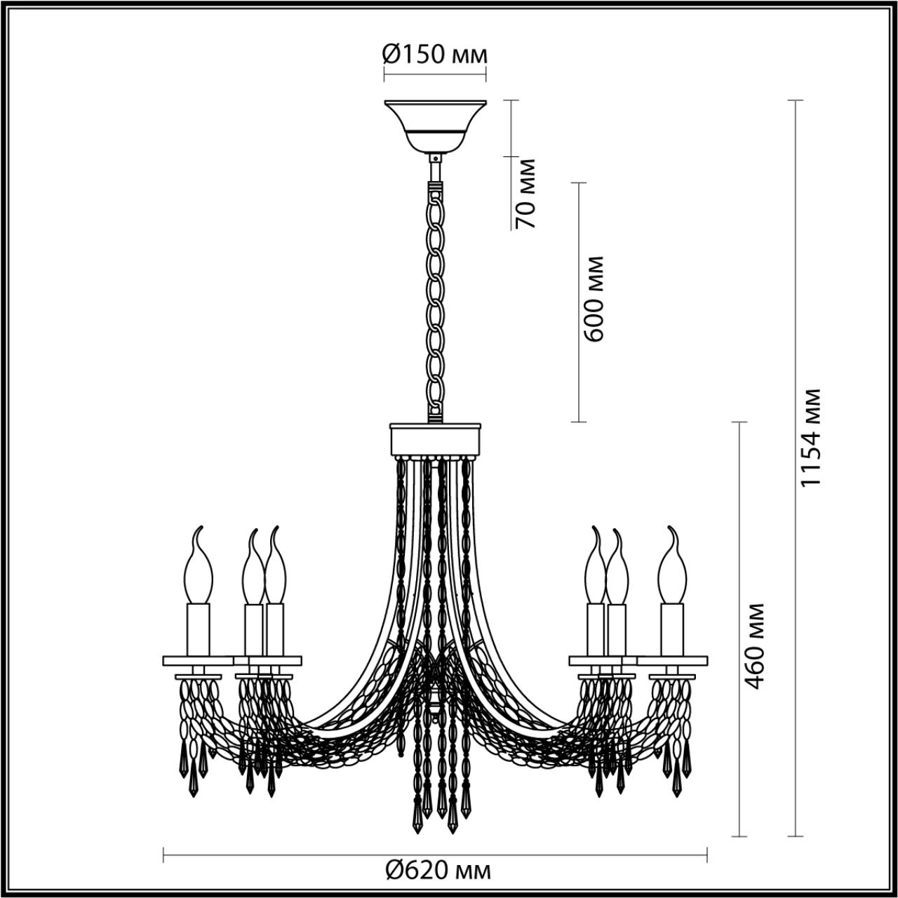 Люстра 62*62*115,4 см, 6 E14*40W, Odeon Light Capel, золотой 5063/6