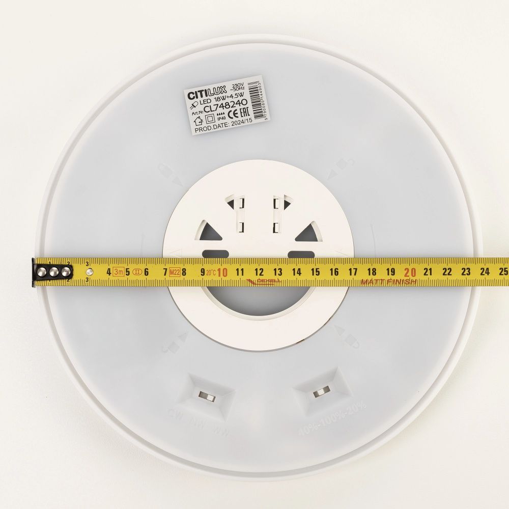 Светильник 24 см, 23W, 3000-5500K, Citilux NORMA CL748240 LED, белый