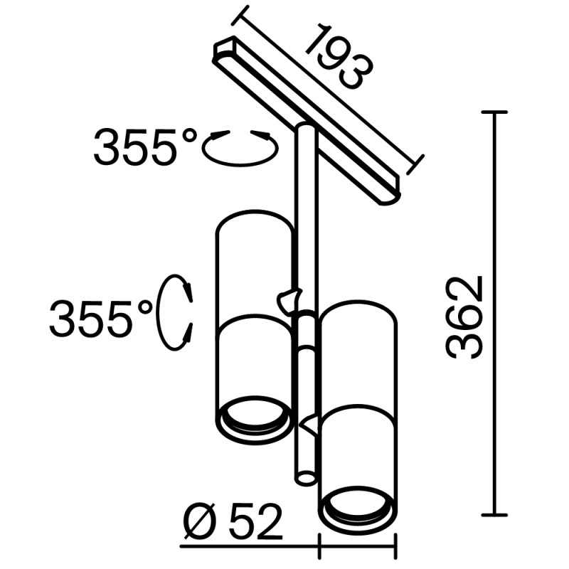 Светильник на шине 5,2*5,2*36,2 см, LED, 24W, 3000К, Maytoni Technical Elti Duo TR005-2-2X12W3K-B черный