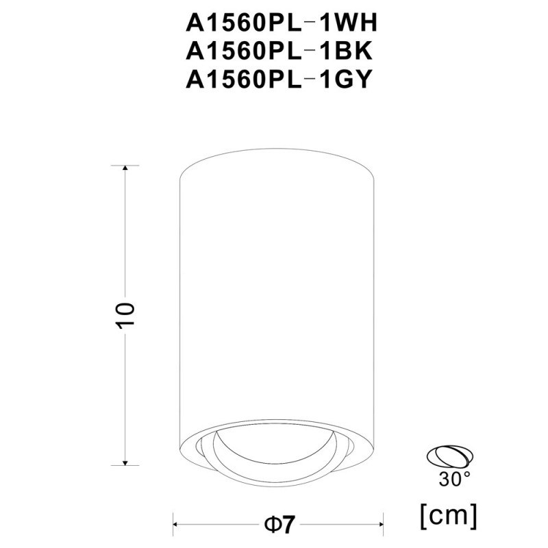 Светильник 7*7 см, GU10 50W, Arte Lamp A1560PL-1BK черный