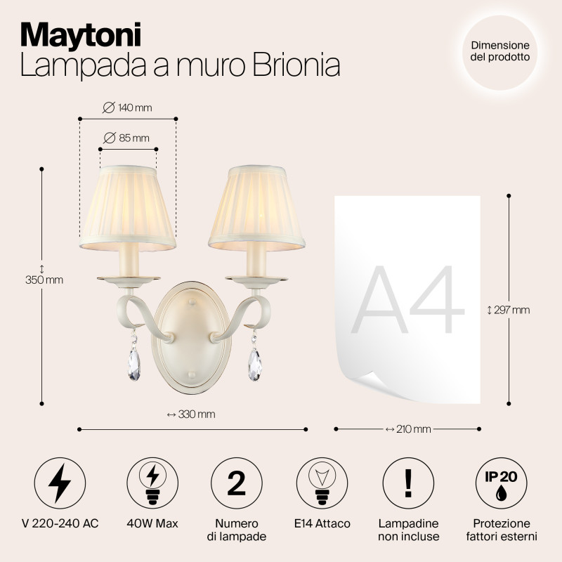 Бра Maytoni ARM172-02-G Кремовое золото