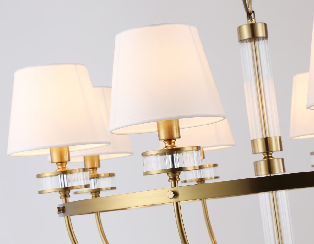 Подвесная люстра с абажурами **99- см, 8*E14*40W, K, Ambrella Light High Light LH71253, латунь