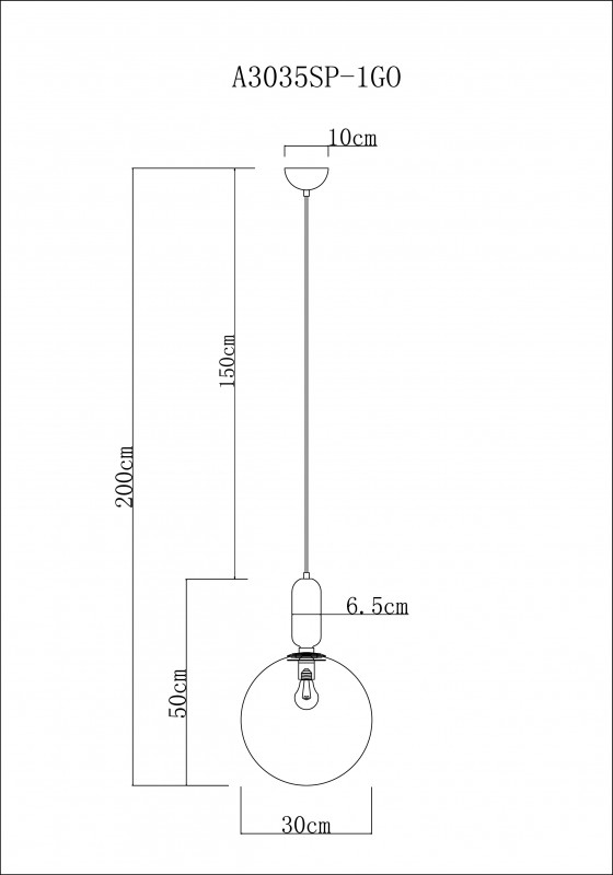 Светильник 30 см Arte Lamp Bolla-Sola A3035SP-1GO золото