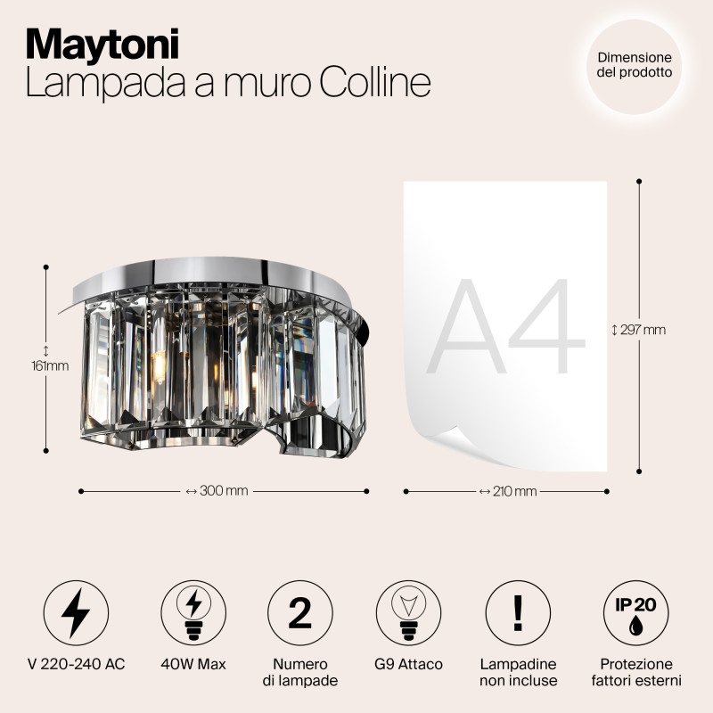 Настенное бра Maytoni Colline MOD083WL-02CH, хром
