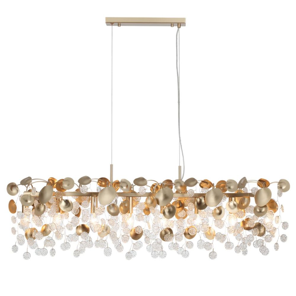 Люстра 106*25,5*63,5-133,5 см, 8*E14*40W, Odeon Light COINS 5104/8A, золотистый/стекло