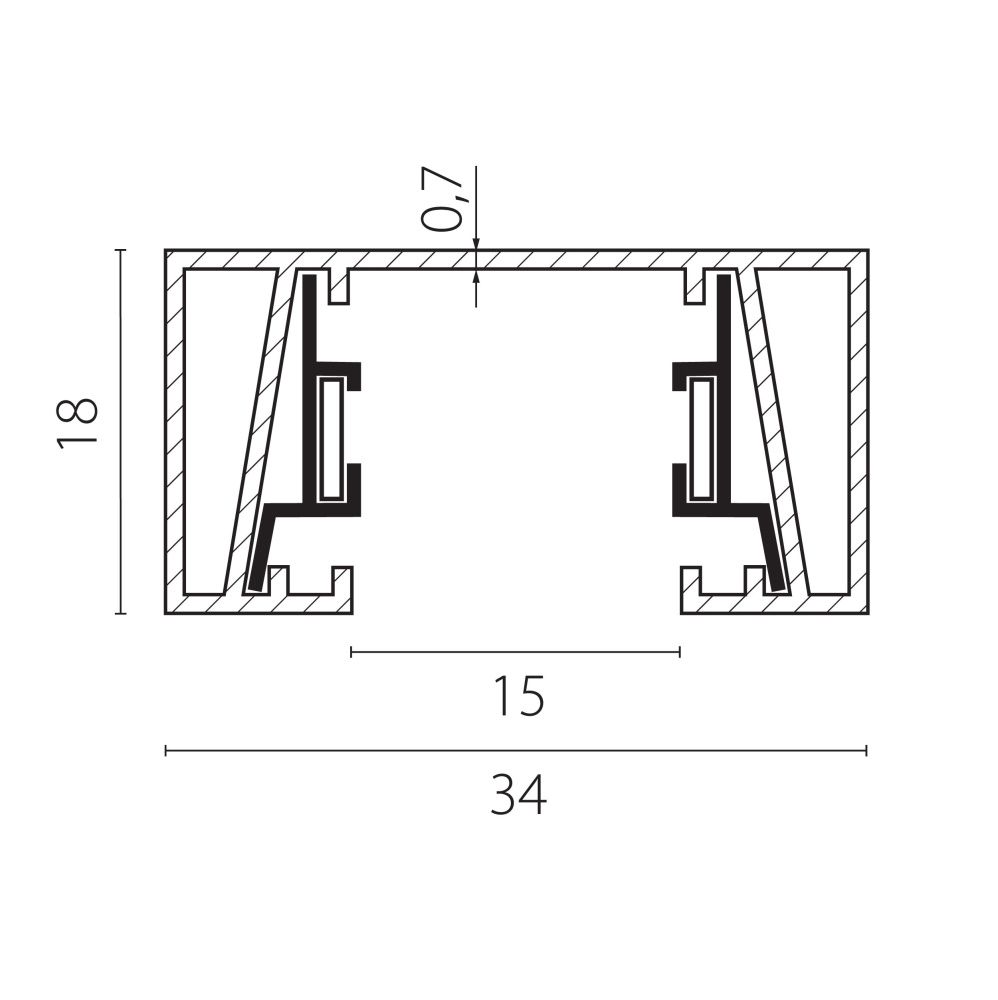 Трек 2-контактный без стыковочного паза, 2м 200*3,4*1,7 см, Lightstar Barra 502025-P, Матовый Белый