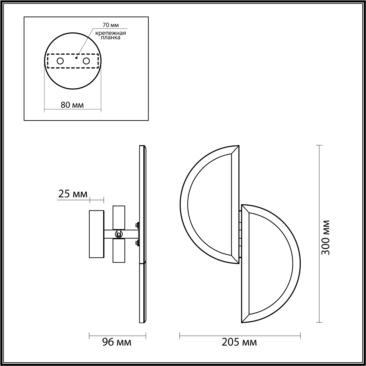 Бра 20*30 см, 2*LED*80W, 3000К, lm Odeon Light Toscana 5448/2W, бронзовый