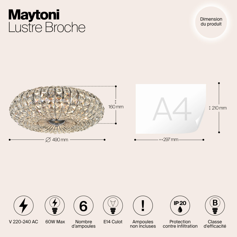 Потолочная люстра диаметр 49 см Maytoni Broche DIA902-06-N  никель