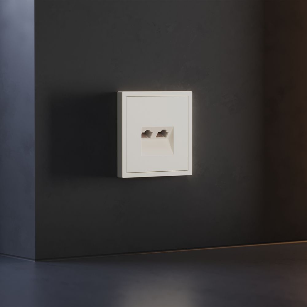 Накладка для розетки компьютерной двойной RJ45+RJ45 кат.6, S70, хлопок Voltum VLS001413