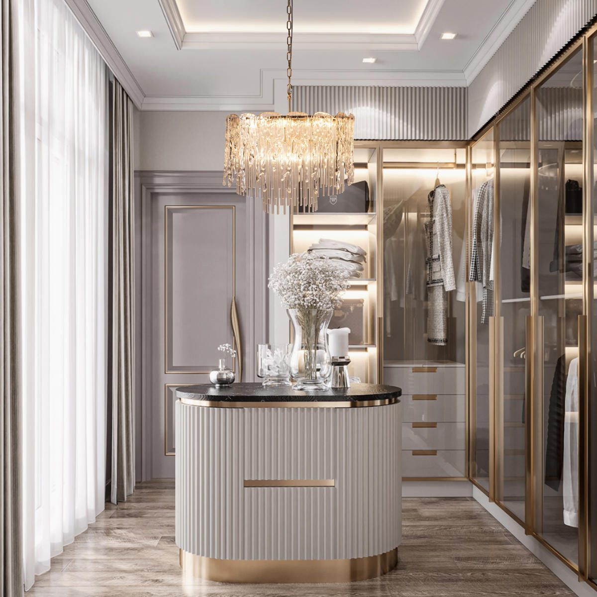 Подвесной светильник 60*45 см, 12*E14 LOFT IT Florida французское золото 10298/600 French gold