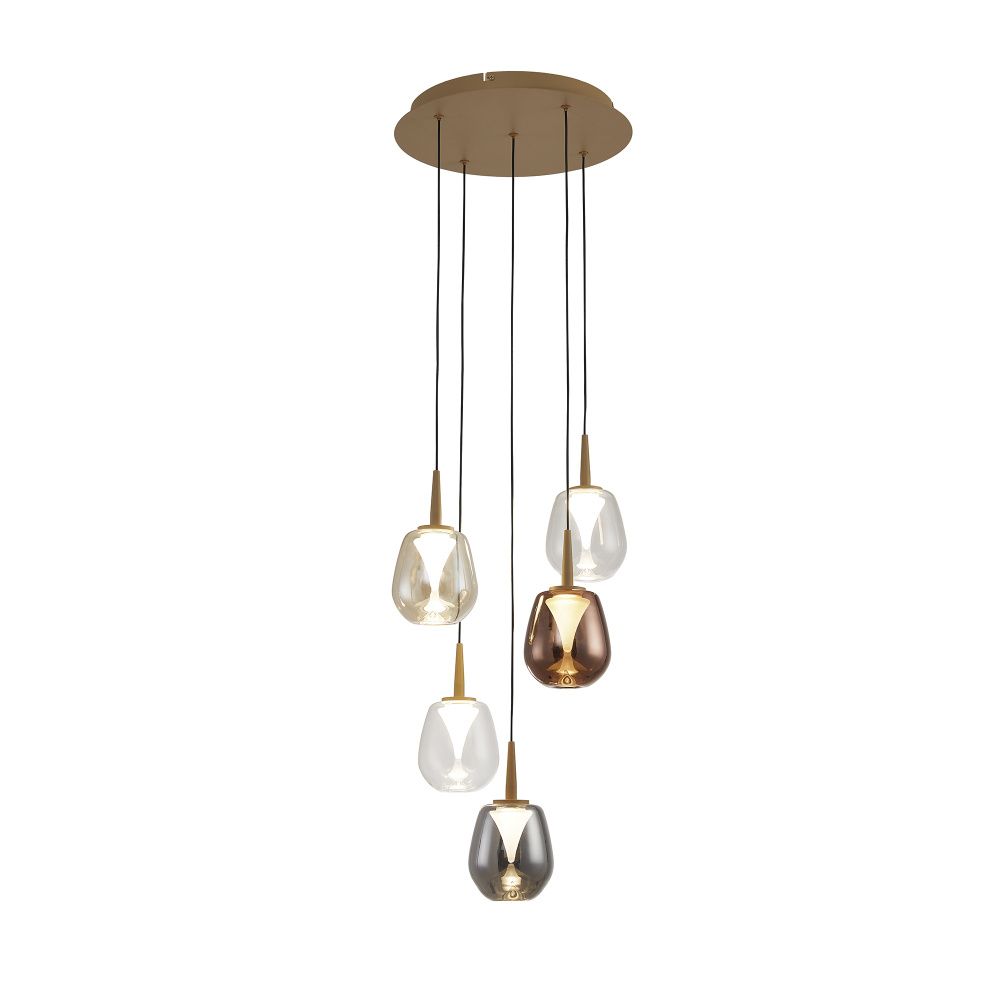 Люстра подвесная 35*211,2 см, 5*LED*5W, 3000K, Mantra Andromeda MAN8932+5PL (8942-8945), золотой