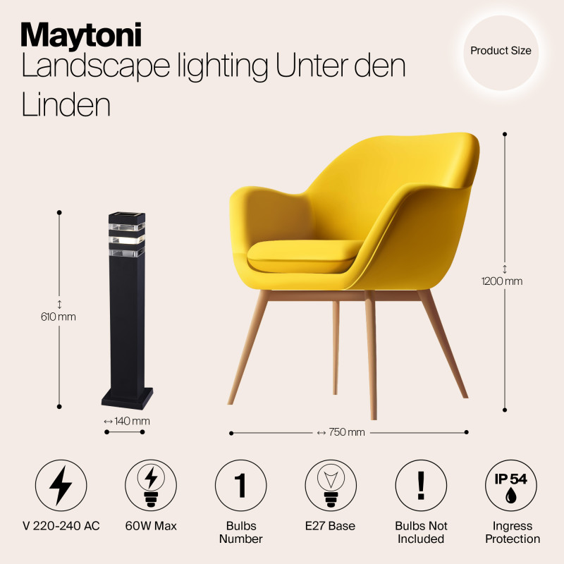 Уличный светильник 61 см Maytoni Unter den Linden O578FL-01B черный