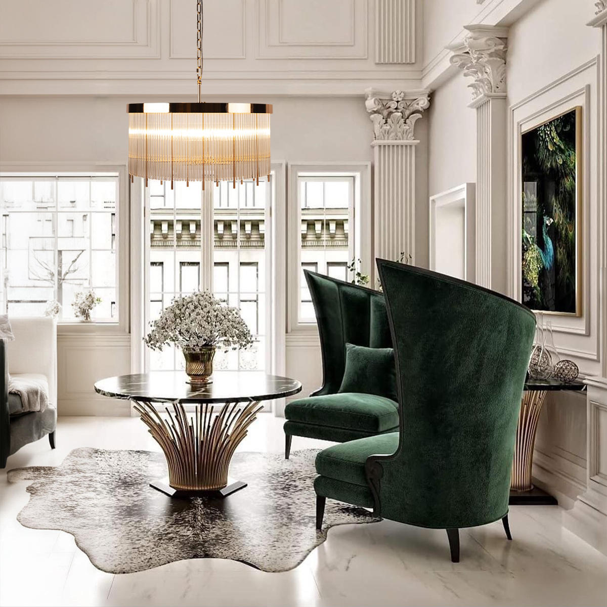 Подвесной светильник 60*28 см, 8*E14 LOFT IT Montana французское золото 10299/600 French gold