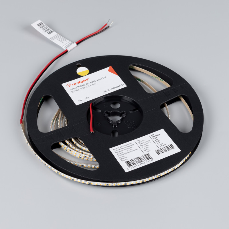 Лента MICROLED-M240-4mm 24V Warm2700 (8 W/m, IP20, 2216, 5m) (Arlight, 130 лм/Вт) 047872. Цена указана за 5 метров. Продается кратно 5 метрам.