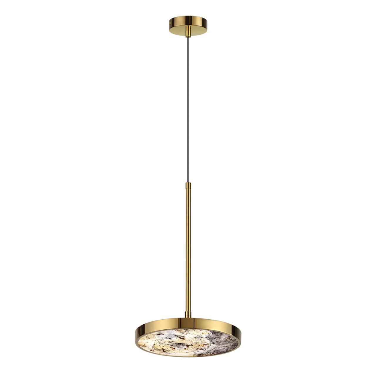 Подвес 23,6*23,6*180 см, LED 1*15W, 3000-4000-6000 К, Odeon Light Bergi 5079/15L, золотой глянцевый/серо-бежевый