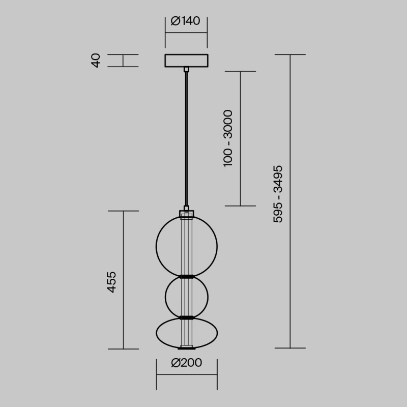 Подвесной светильник 20*20*371 см, LED, 24W, 3000К, Maytoni Futuro MOD307PL-L24BS3K латунный