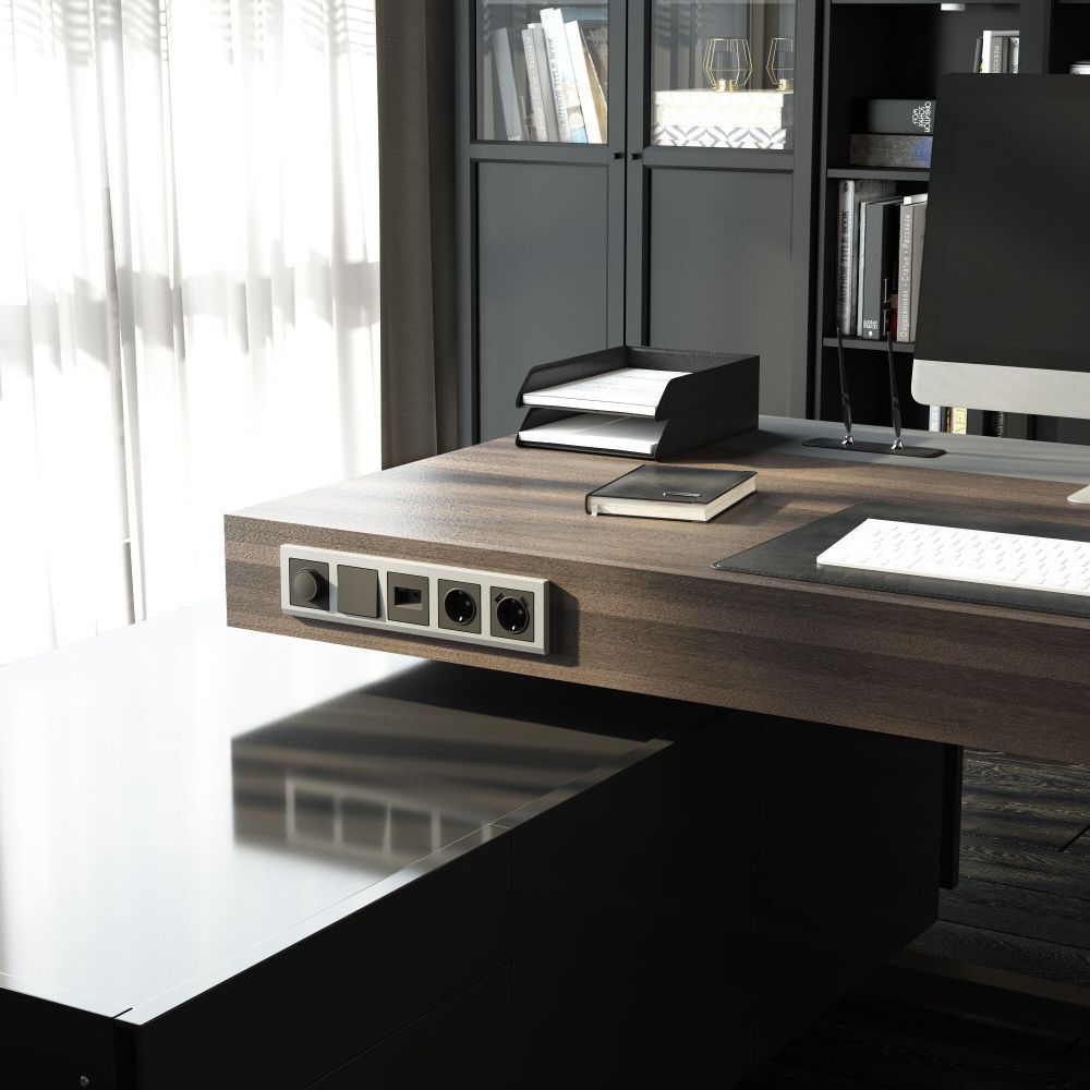 Розетка Werkel W1171164 с заземлением и шторками, графит матовый
