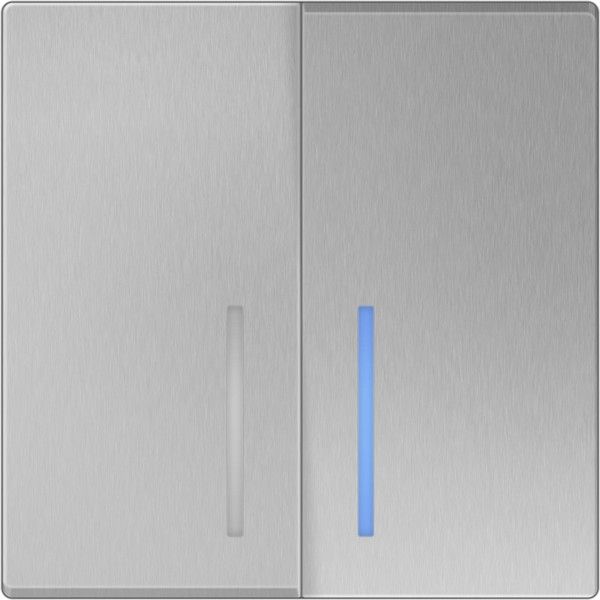 WL06-SW-2G-2W-LED/Выключатель двухклавишный проходной с подсветкой (серебряный), 4690389053887