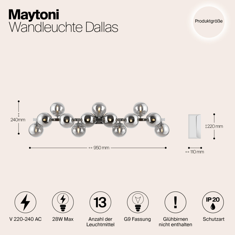 Бра Maytoni Dallas MOD547WL-13CH, дымчатый