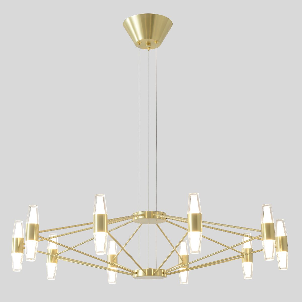 Подвесная люстра 80 см, 60W, 3000K, Crystal Lux DOROTEA SP10 GOLD, золото
