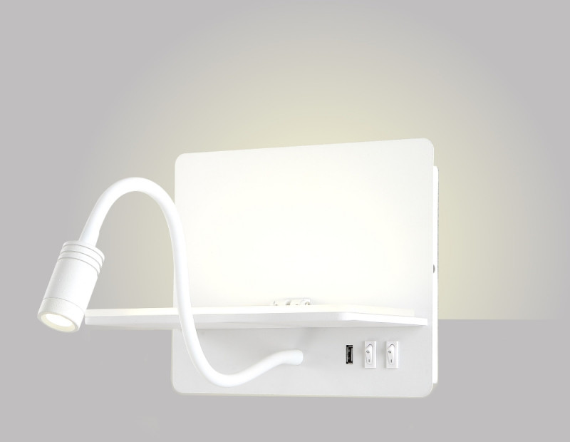 Бра 25*12 см,  3W/6W/9W, 3000K, Crystal Lux CLT 226W250USB WH Белый