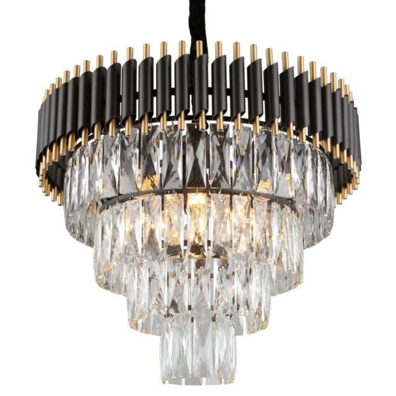 Подвесная люстра Empire Black Chandelier Crystal D 54 54*54*125 см, 6*E14*40W, ImperiumLoft 40.2861, Чёрный, Золотистый, Серебристый