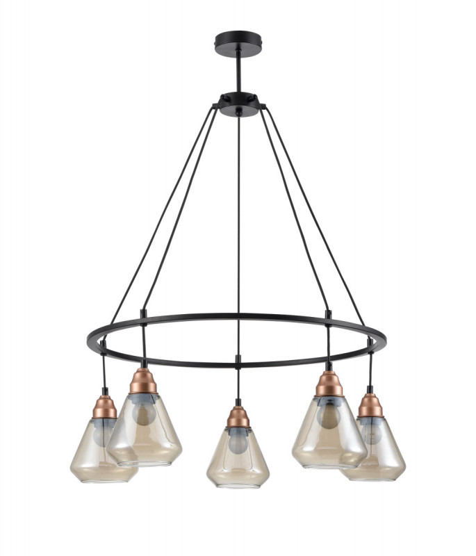 Подвесная люстра  72*95 см, 5*E27 черный, медь Vele Luce Norina VL5842P05