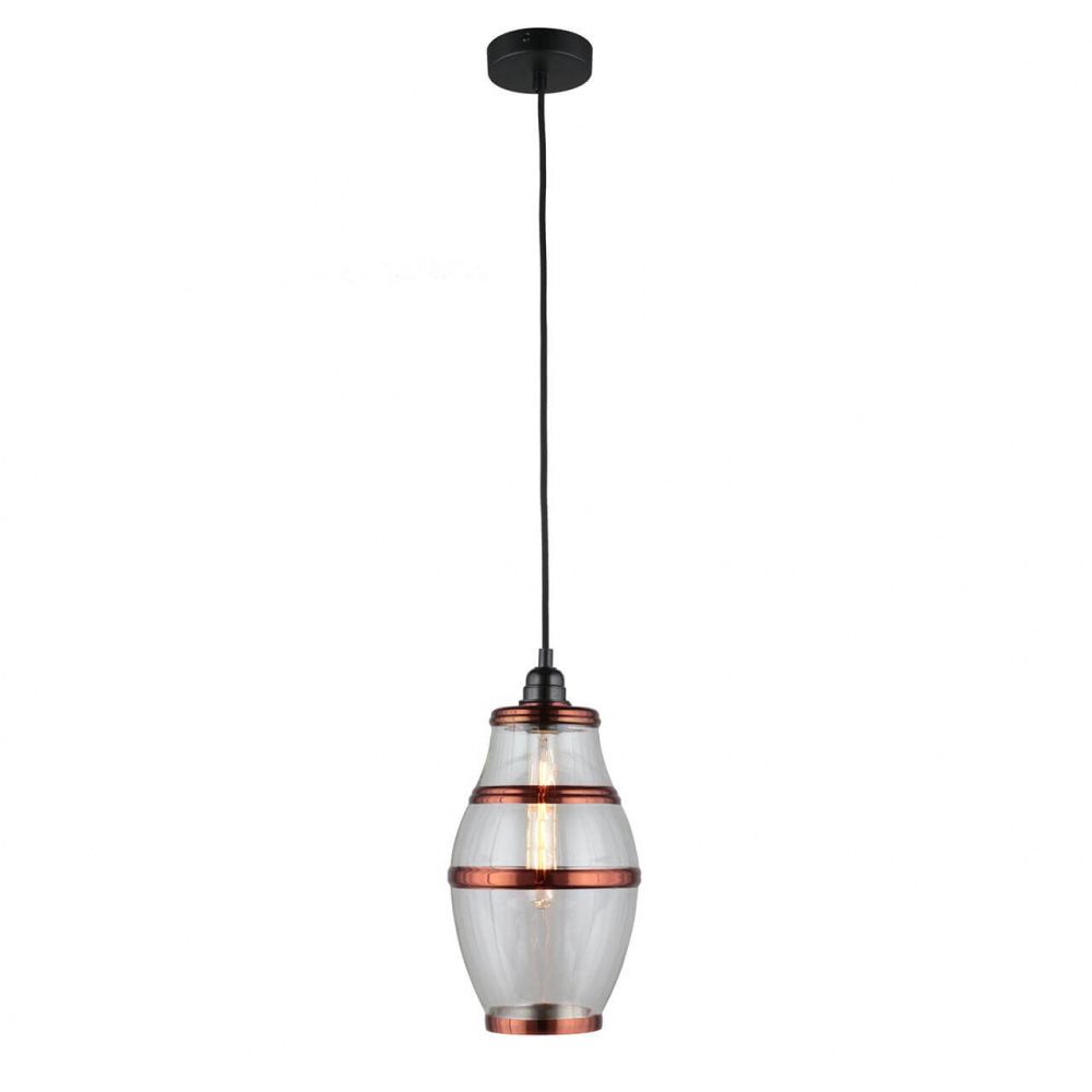 Подвесной светильник Omnilux Lainate OML-91906-01, черный-прозрачный, диаметр 17 см