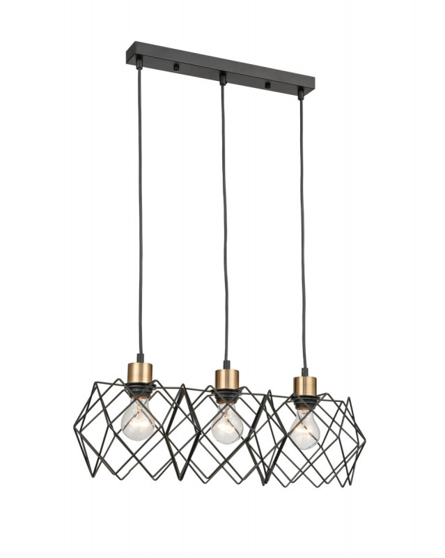 Подвесной светильник 24*58*145 см, 3*E27 черный, золото Vele Luce Scheletro VL6392P03