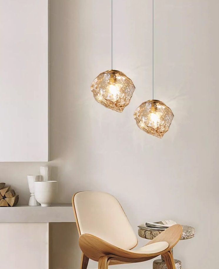 Светильник подвесной ElegantLight DZN-8199 БРОНЗА + ЯНТАРЬ  D180/H1500/1/E27/60W LAVA 25-07