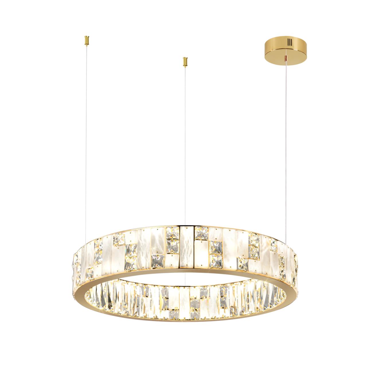 Люстра 60*60*100 см, LED 1*80W, 3700 К, Odeon Light Crossa 5072/80L, золото/прозрачный/белый