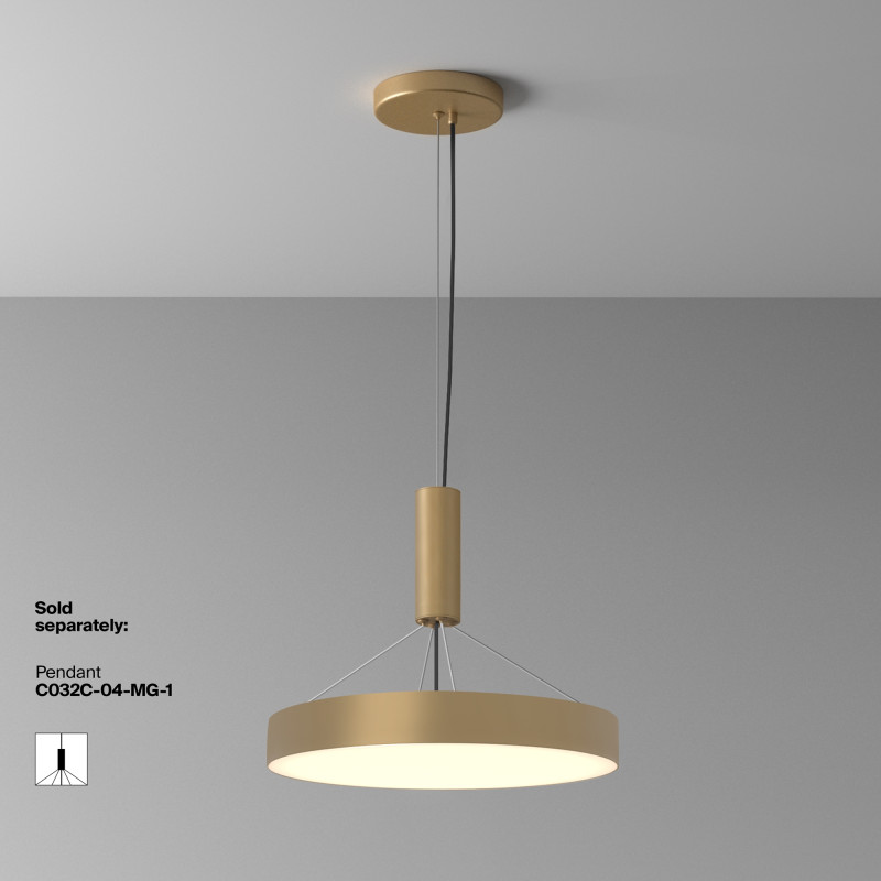 Накладной светильник 40*40*6 см, LED, 45W, 3000К, Maytoni Technical Zon C032CL-45W3K-RD-MG золото матовое