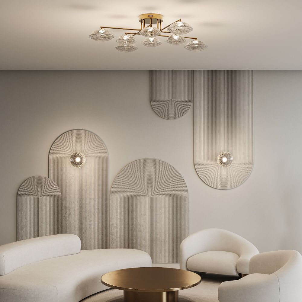 Светильник 110*110*25 см, LED*37W, 3000K, Eurosvet Ripple 50389 LED, латунь, a069026