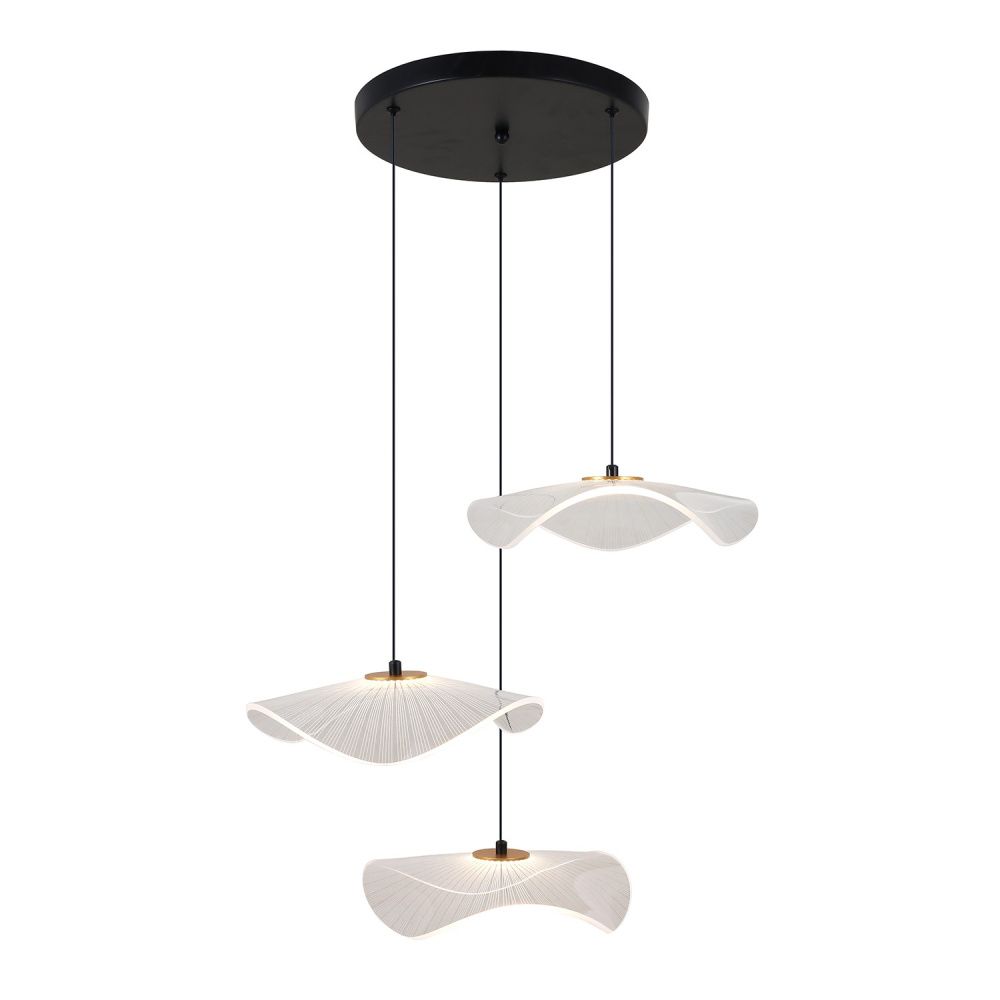 Подвес 30*30*150 см, 3*LED*18W, 3000K Gerhort G52152/3BK CL+GD, Черный