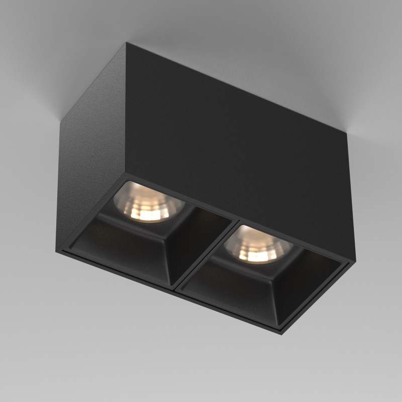 Потолочный светильник 14,5*7,5*9,5 см, LED*24W, 3000 К, Alfa LED C065CL-02-L12W3K-B Maytoni Ceiling & Wall, Черный