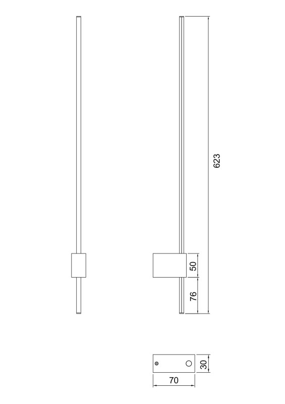 Бра 62 см, 6W, 3000K Maytoni Technical Pars C070WL-L6GB3K, золото-черный