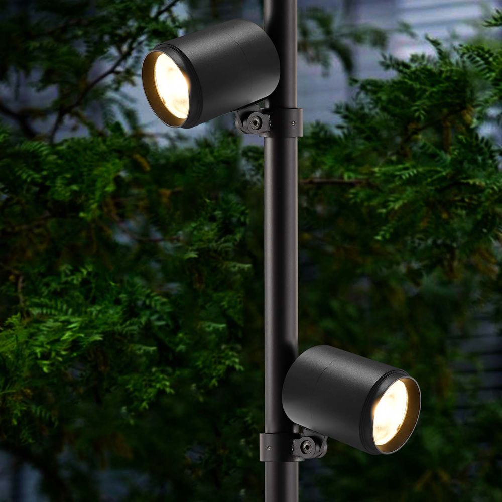 Уличный столб 10*200 см, 2*LED, 12W, 4000K, Favourite Securitas 4638-2F, черный матовый