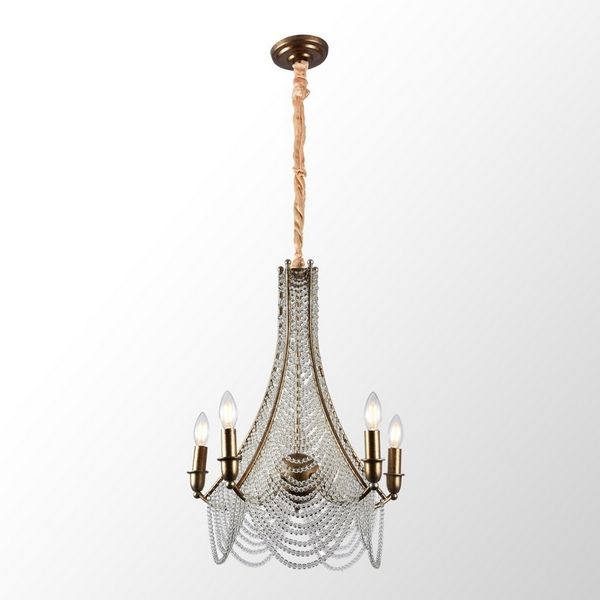 Подвесная хрустальная люстра 52 см, Lussole Rains LSP-6005, золото