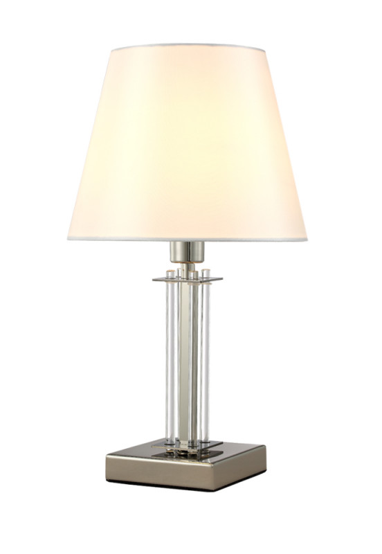 Настольная лампа 20 см, Crystal Lux NICOLAS LG1 NICKEL/WHITE никель/прозрачный