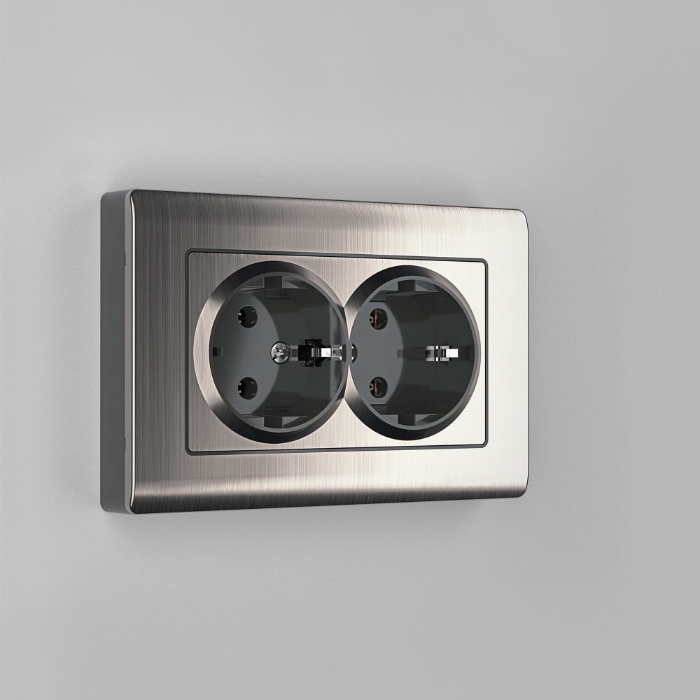 Рамка для двойной розетки (глянцевый никель) W0081602 Werkel 4690389159077
