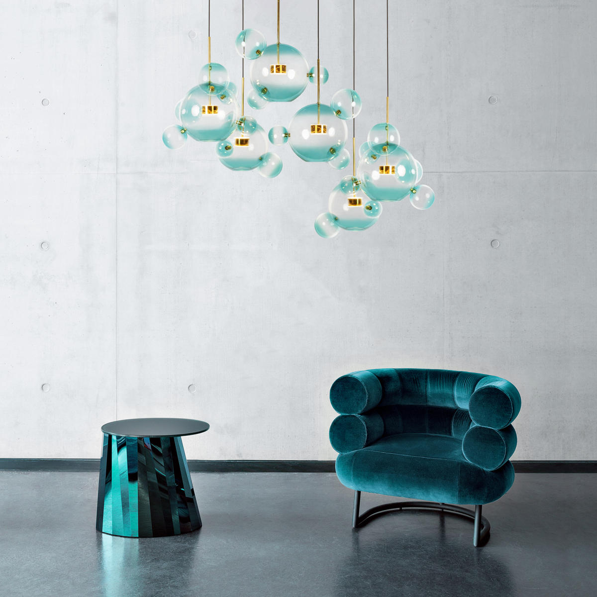 Подвесной светильник 78,5*68 см, 3*LED*10W LOFT IT Bolle 2027-D3 Blue золото