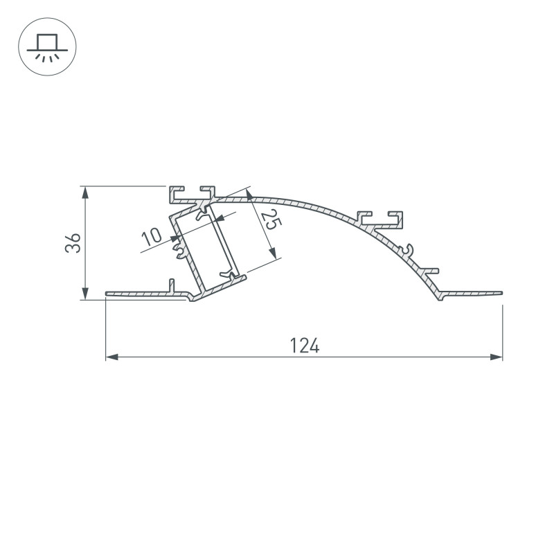 Профиль Arlight 029850 200*12,5*3,6 см. Цена указана за 1 комплект.  экран в комплекте