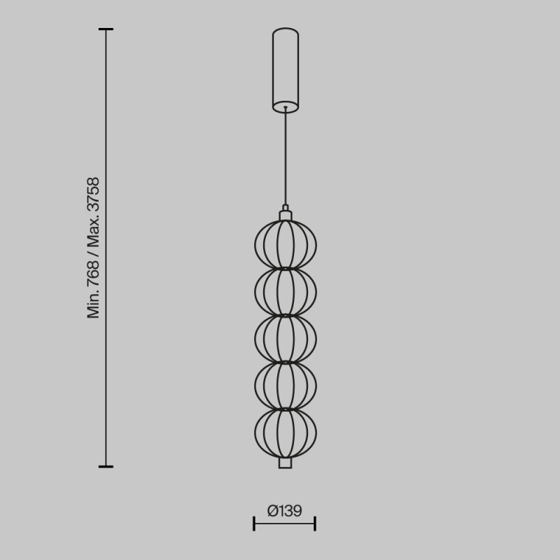 Подвесной светильник 13,9*76,8*375,8 см, LED*17W, 3000 К, Golden Cage MOD216PL-L10G3K Maytoni, Золото