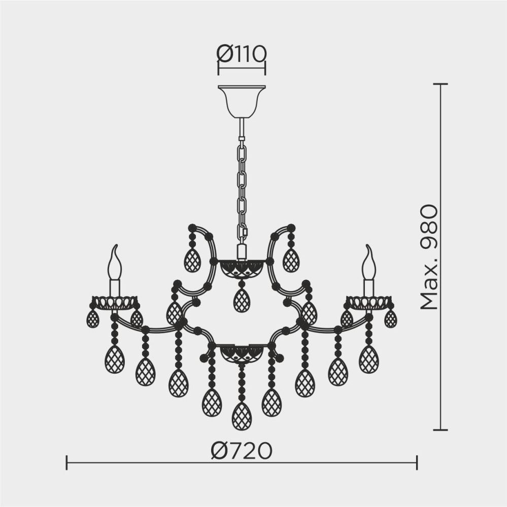 Подвесная люстра 72*72*98 см, Е14 8x40W, Золото MODELUX premium ML.7003.8P