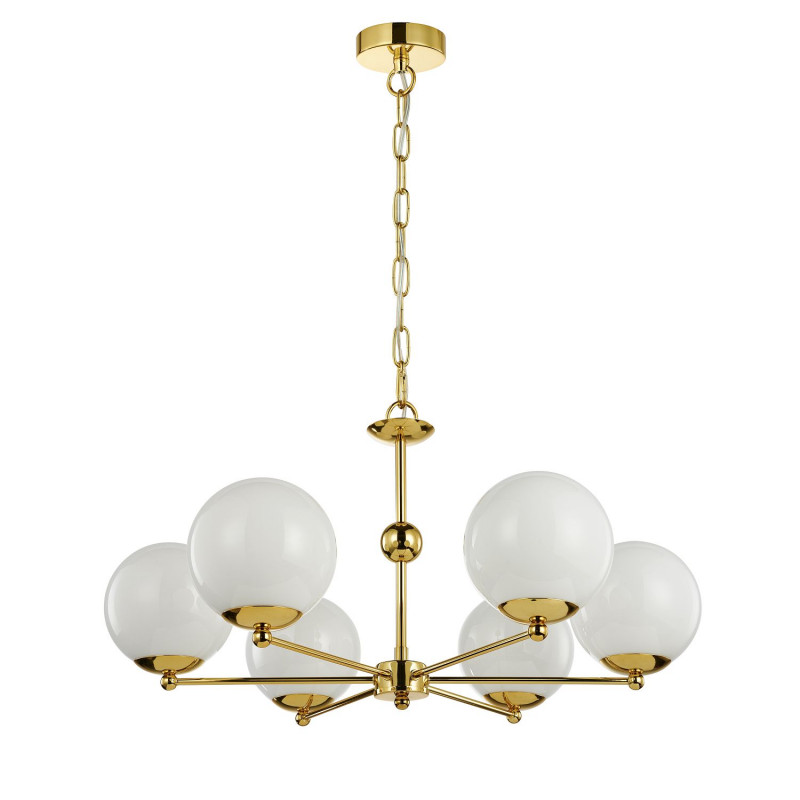Подвесная люстра Favourite Undine 2811-6P, D680*H365/1400, Каркас золотого цвета, плафоны из белого выдувного стекла