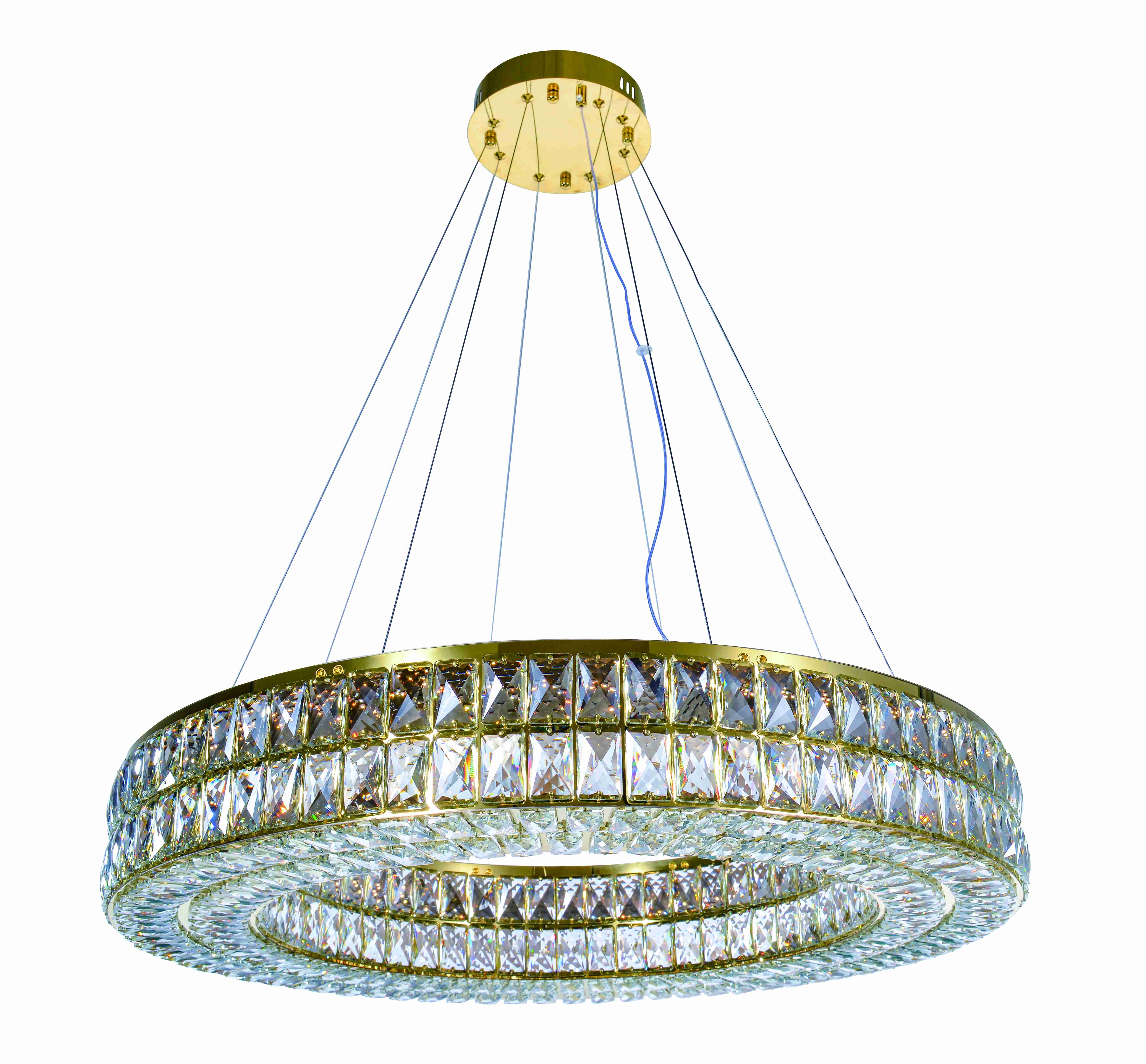 Люстра 800, LED, 88W 3000-6000K NewRgy Cristallo 2786E/88W GOLD+CLEAR, Золото+прозрачный