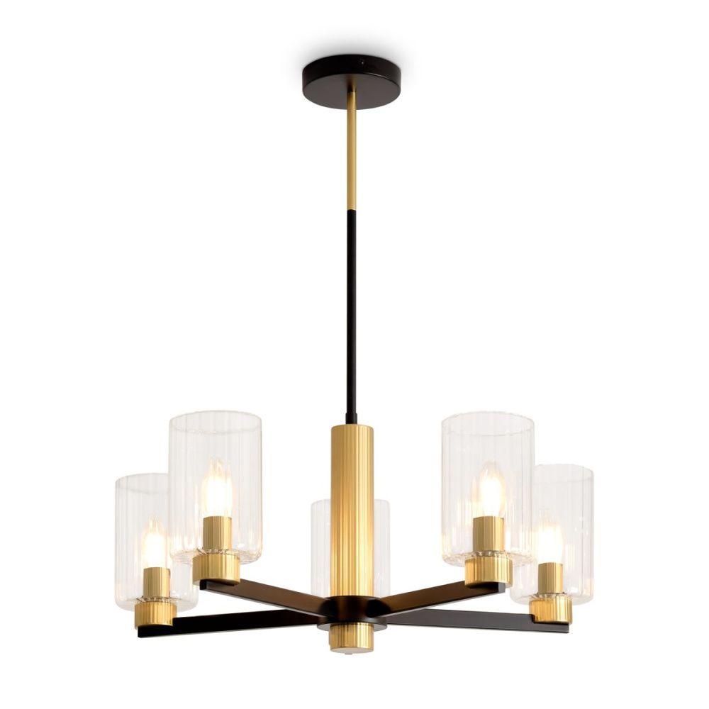 Люстра на штанге 60 см, Freya Ombre FR2051CL-05BBS, черный-латунь