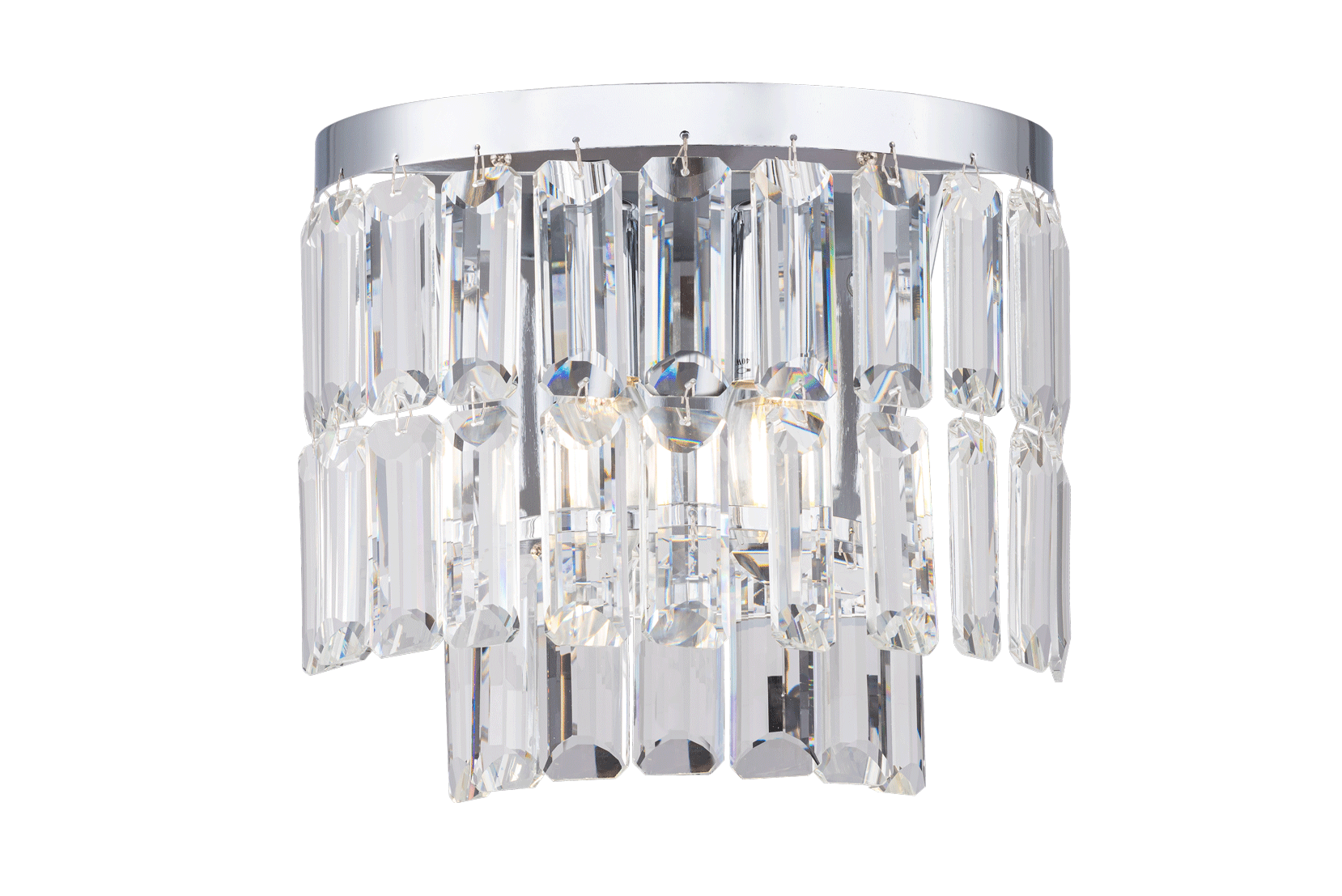 Бра 250*150*230, 2*E14, 40W NewRgy Cristallo W2752R/2A CHROME+CLEAR, Хром+Прозрачный