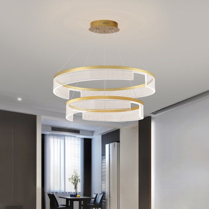 Светильник ElegantLight DZN-4510 ЗОЛОТО D600+400/H1500/2/LED/120W 2.4G ZEBRA 23-12