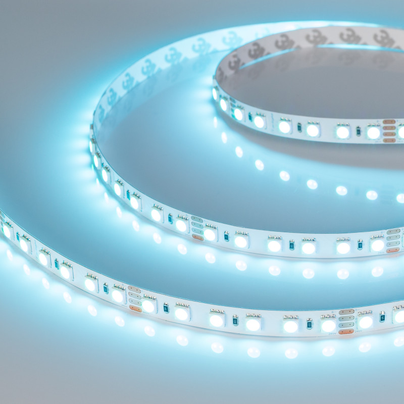 Лента RT-B84-10mm 24V RGB (21 W/m, IP20, 5060, 5m) (Arlight, Открытый) 021475(2). Цена указана за 5 метров. Продается кратно 5 метрам.
